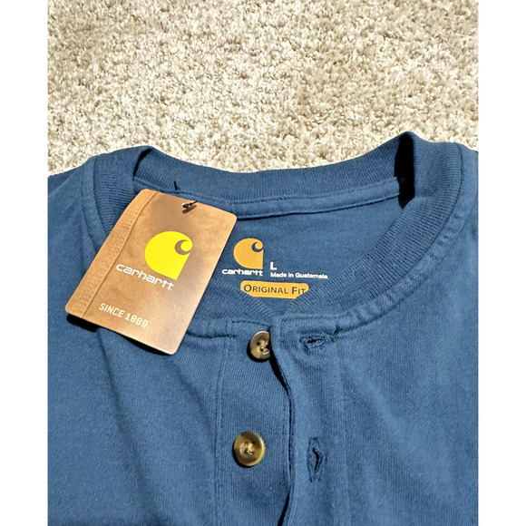 Carhartt Men’s Original Fit Henley T-Shirt Large L Blue Pocket Short Sleeve NWT - Picture 2 of 7